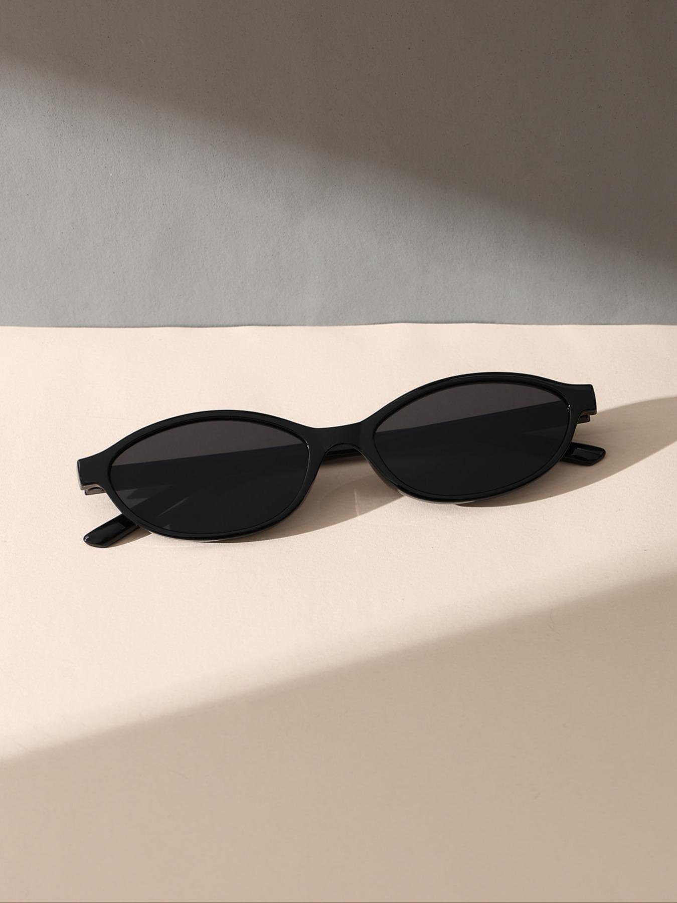 Women's Vintage Oval Frame Sunglasses, Classic Oval Sunglasses, Trendy Casual Sunglasses for Everyday Use, Fashion Accessories for Outdoor Activities