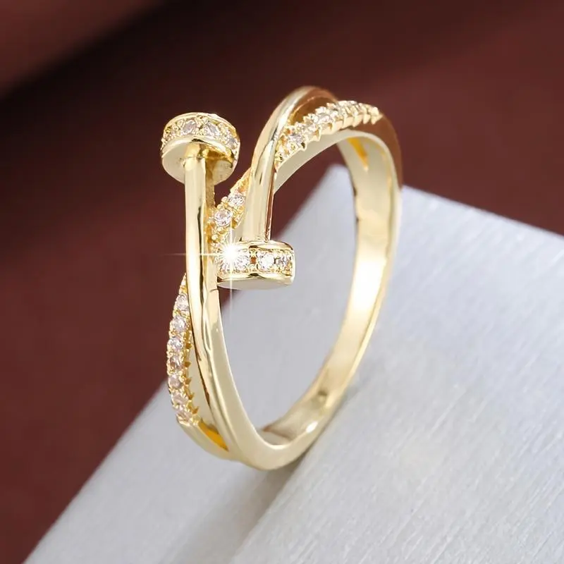 Women's Silvery-White Engagement Ring, Cross-Line Design, Inlaid Synthetic/Simulated Coloured Zirconia Stones, Sizes 6–10, Engagement Rings