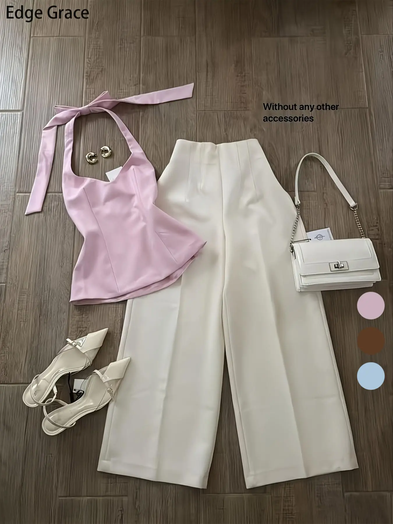 2026 New Women's Casual Halter Neck Sleeveless Top & Long Pants Two-Piece Set, Fashionable Ladies' Clothing, Outfit, No Accessories Included