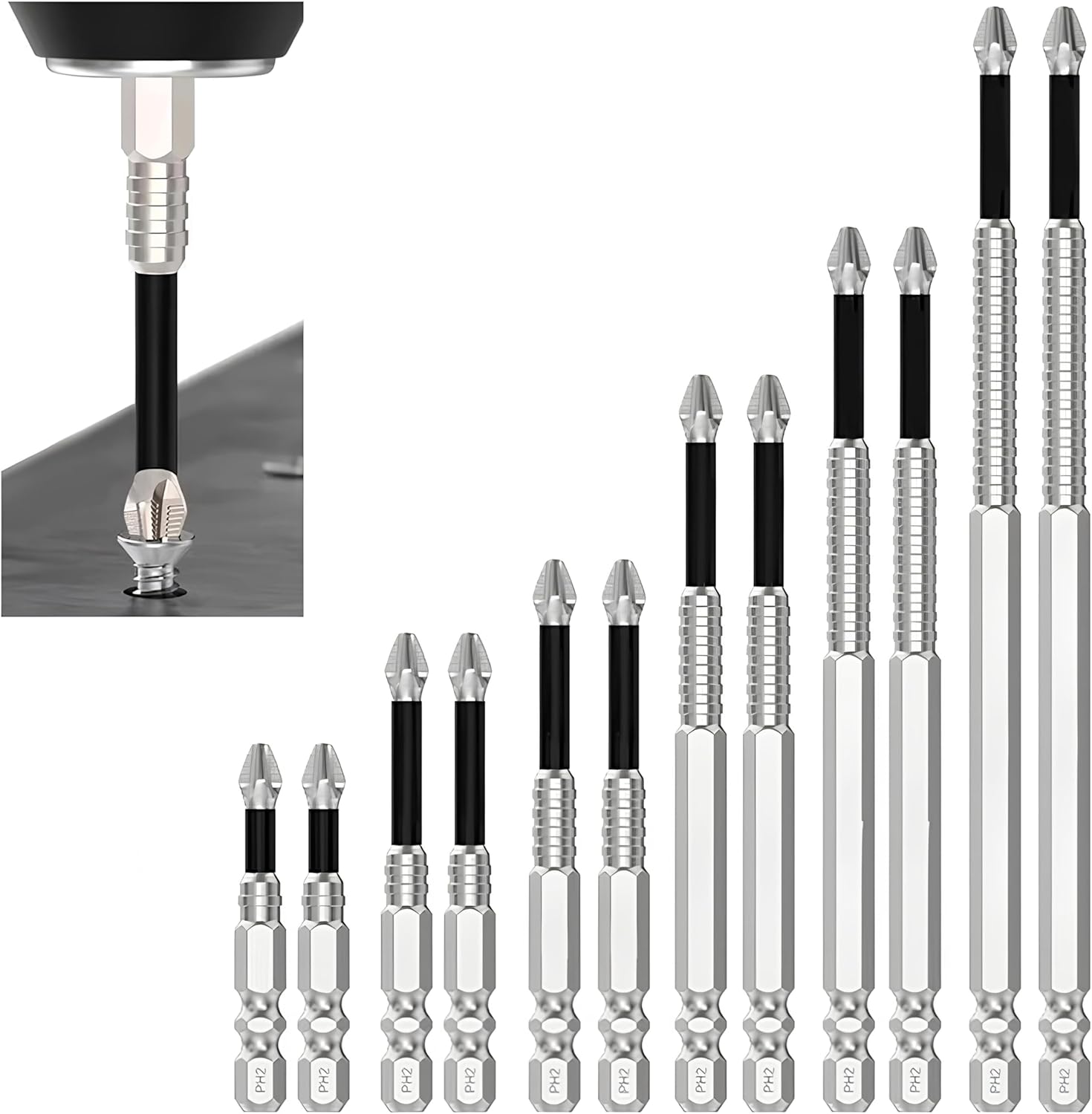 12PCS / 6PCS K5 Anti Slip Bit, Set Bit Obeng K5 Impact Resistant Non Slip Bit, Batang Hex 1/4 Inci High Magnetic Screwdriver Drill Bit Set, Anti-Slip Ph2 Impact Driver Set, Non Slip Screwdriver Bits High Magnetic