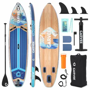 11FT Extra Wide Inflatable Stand Up Paddle Board, 450LB High Weight Capacity SUP for Adults Beginners, Non-Slip Wood Grain EVA Deck with Premium SUP Accessories & Camera Mount, Stable for Water Sports & Fitness