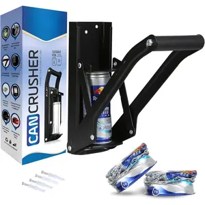 16oz Can Crusher Wall Mounted Heavy Duty with Built-In Bottle Opener – Aluminum Can Crushers for Recycling – Metal Can Crushers for Home Use Easy Installation for Beer Cans, Soda Cans (Black)