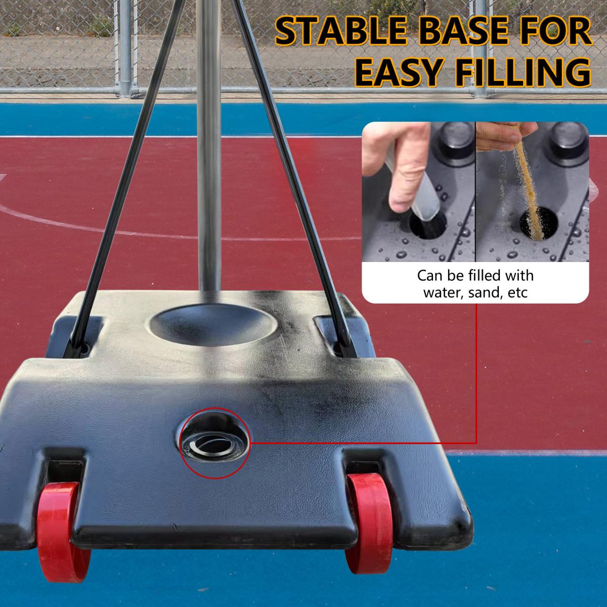 [Fahuac] Portable Basketball Hoop Height Adjustable 6.9-10ft - 34x23in Polycarbonate Backboard, Heavy-Duty Steel, Water/Sand Fillable Base, Indoor Outdoor.