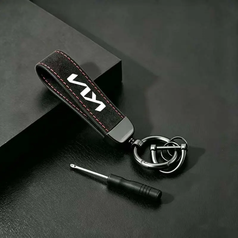 Unisex Polished Leather Keychain, Fashionable Braided Rope Design, High-End Car Key Holder, Couples' Kia K2-K7 Key Chain