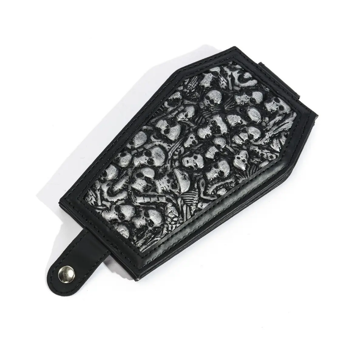 Gothic Style Embossed Skull Design PU Material Clutch Wallet, Dark Spooky Gothic Retro Fashion Accessory for Women & Girls