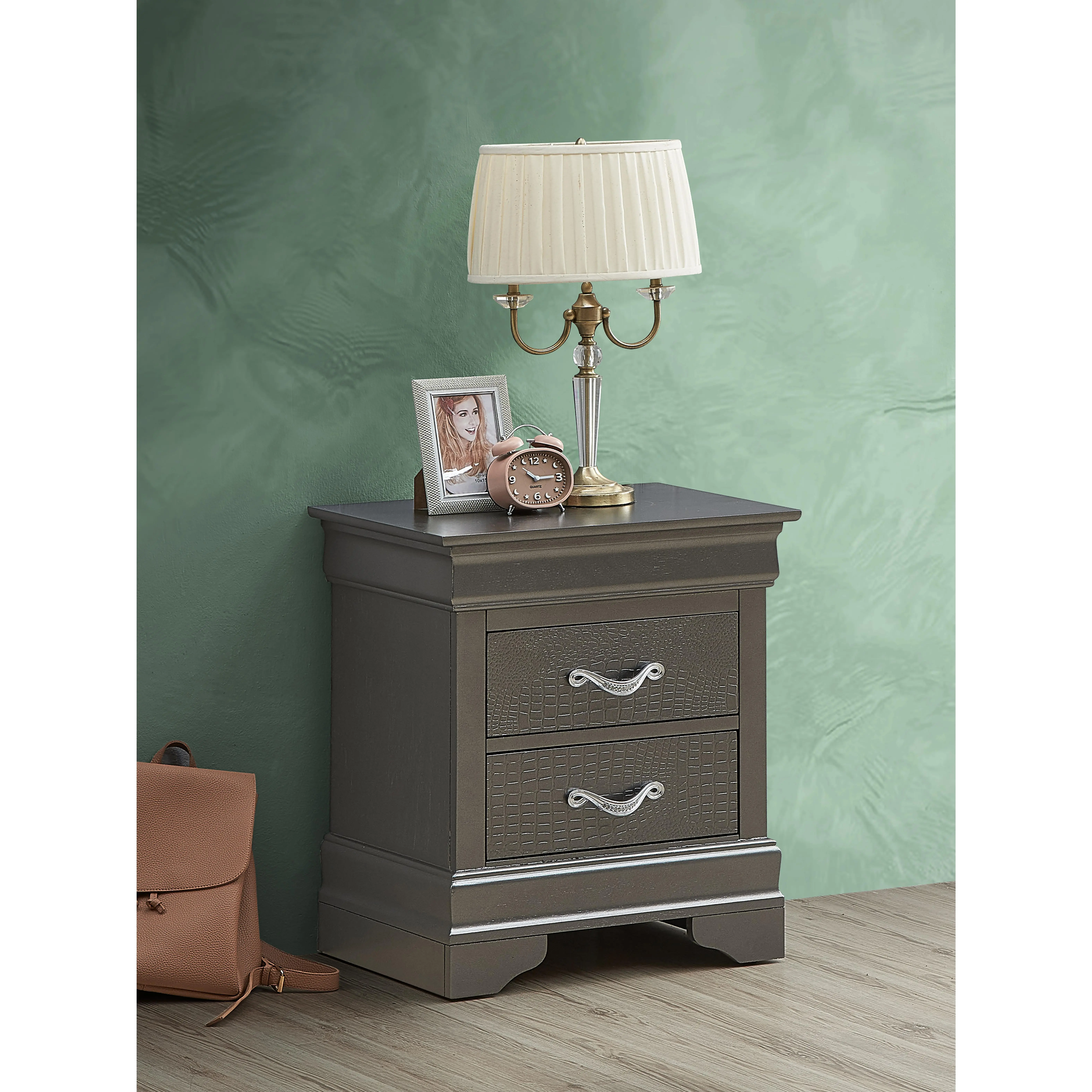 ARCH Sleek Metallic Black Nightstand with Drawers for Bedroom, Modern Night Stand Table with Storage Drawer, Sturdy Bedside Cabinet for Living Room, Compact End Table for Small Spaces, Easy Assembly Furniture, Bedroom Bedside Table for Bedroom