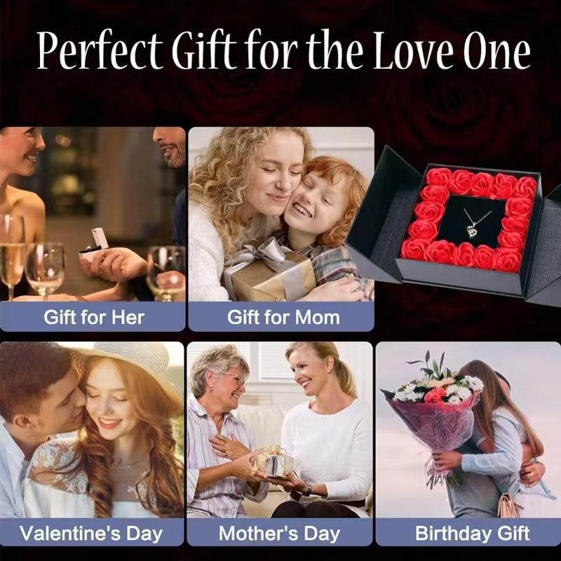 New Trending Projection Love Heart Necklace, 100 Languages I Love You Projection Pendant, Romantic Fashion Jewelry for Women, Perfect Valentine's Day Gift for Girlfriend Wife Her Anniversary Christmas Birthday