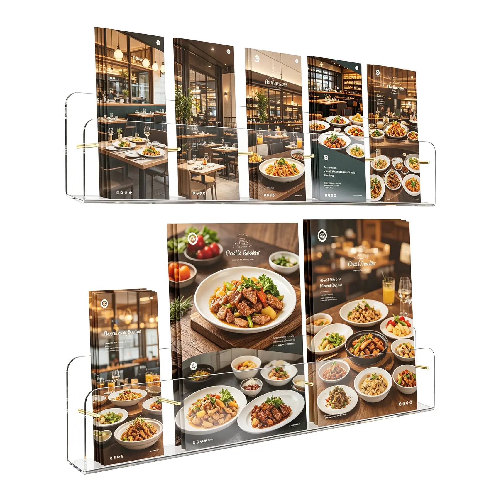 Two Pack Clear Wall Mount Brochure Holder Acrylic Magazine Rack Literature Display Organizer 22 Inch for Office Lobby Classroom Salon and Waiting Room