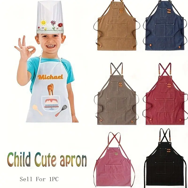Kids Waterproof Apron for Painting, Polyester Art Smock with Pockets, Adjustable Washable Apron for Boys Girls Crafts
