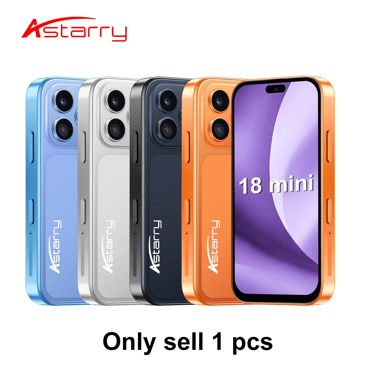 Astarry-18 Mini Smartphone, 2gb RAM + 16GB Storage, Mtk6580m Quad-Core, Android 10, Dual Camera, 3g, 2500mah Battery, Long Lasting