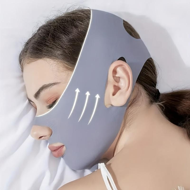 Breathable Seamless V-Shaped Mask 2 Pieces Dark Gray Adjustable Reusable Facial Beauty Tool for Women Men Universal Fit Skin Repair