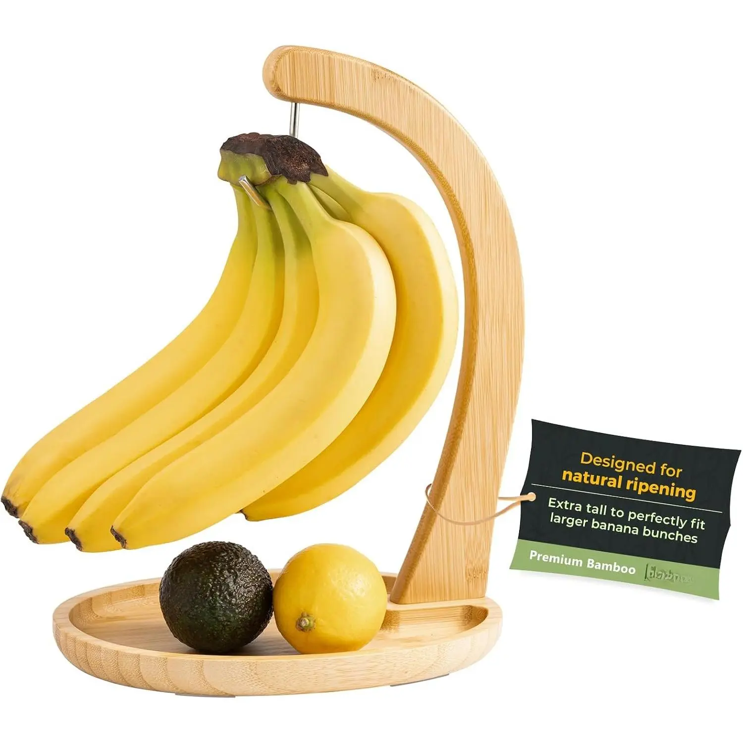 Banana Holder with Fruit Tray, Extra Tall 12.9" Banana Hanger Stand for Kitchen Countertop, Sturdy Banana Hook Keeps Fruit  & Bruise-Free, Easy Assembly