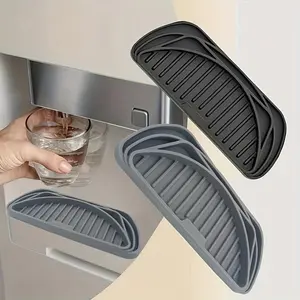 1pc Silicone Refrigerator Drip Catcher Tray - Water Dispenser Drip Tray & Ice Protector Pan with Raised Ridges for Efficient Drainage, Spill Prevention, Easy-Clean Design - Grey/Black, Refrigerator Drip Tray, Sleek Finish, Durable Silicone, Fridge Spill P