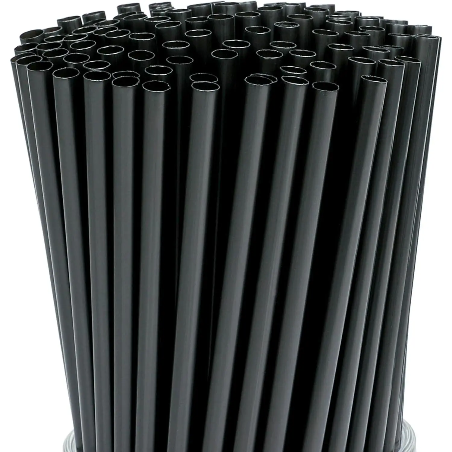 200 count Black Disposable Drinking Plastic Straws.(0.23'' diameter and 8.26" long)-Black