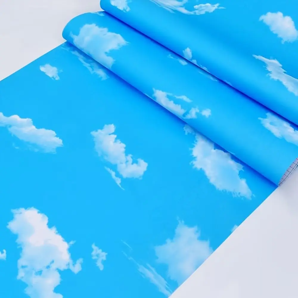 1 Roll 45Cm Wide Peel And Stick Contact Paper, Self-Adhesive PVC Wallpaper - Waterproof, Removable, Vinyl Blue Sky Cloud Pattern Wall Decor, Suitable for Wall Decoration And Furniture Renovation Stickers, Bedroom Living Room Background Wallpaper