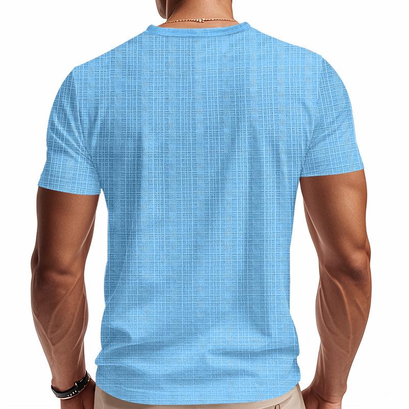 Summer Men's Imitation Hemp Bamboo Joint Loose Breathable Casual V-neck Quick-drying Short-sleeved T-shirt