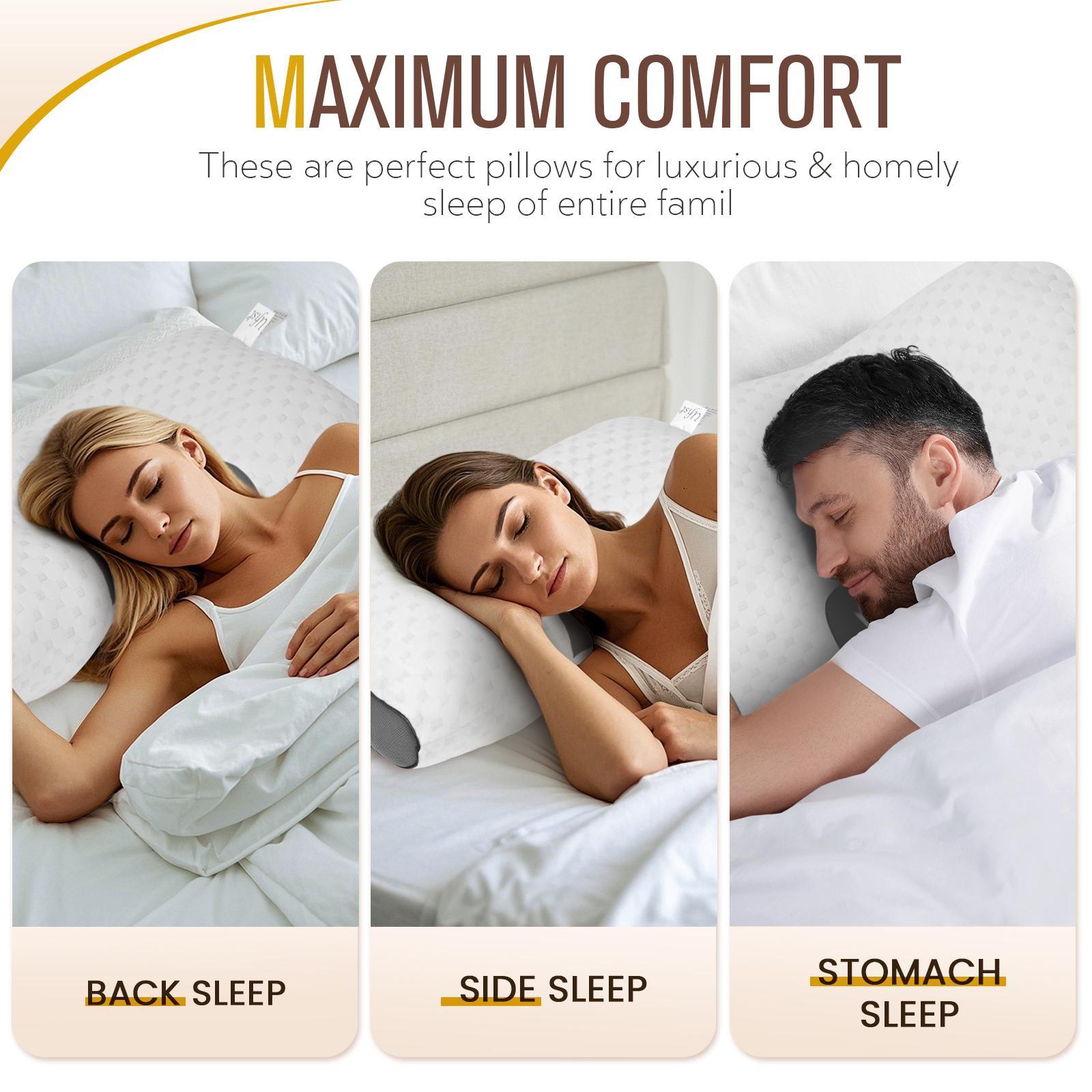 Buy 1 Get 1! Ergonomic Cervical Pillow for Neck Pain Relief, Orthopedic Memory Foam Neck Support Pillow for Side & Back Sleepers, Soft Water Cube Design, Removable Breathable Knitted Pillowcase, Skin-Friendly & Supportive