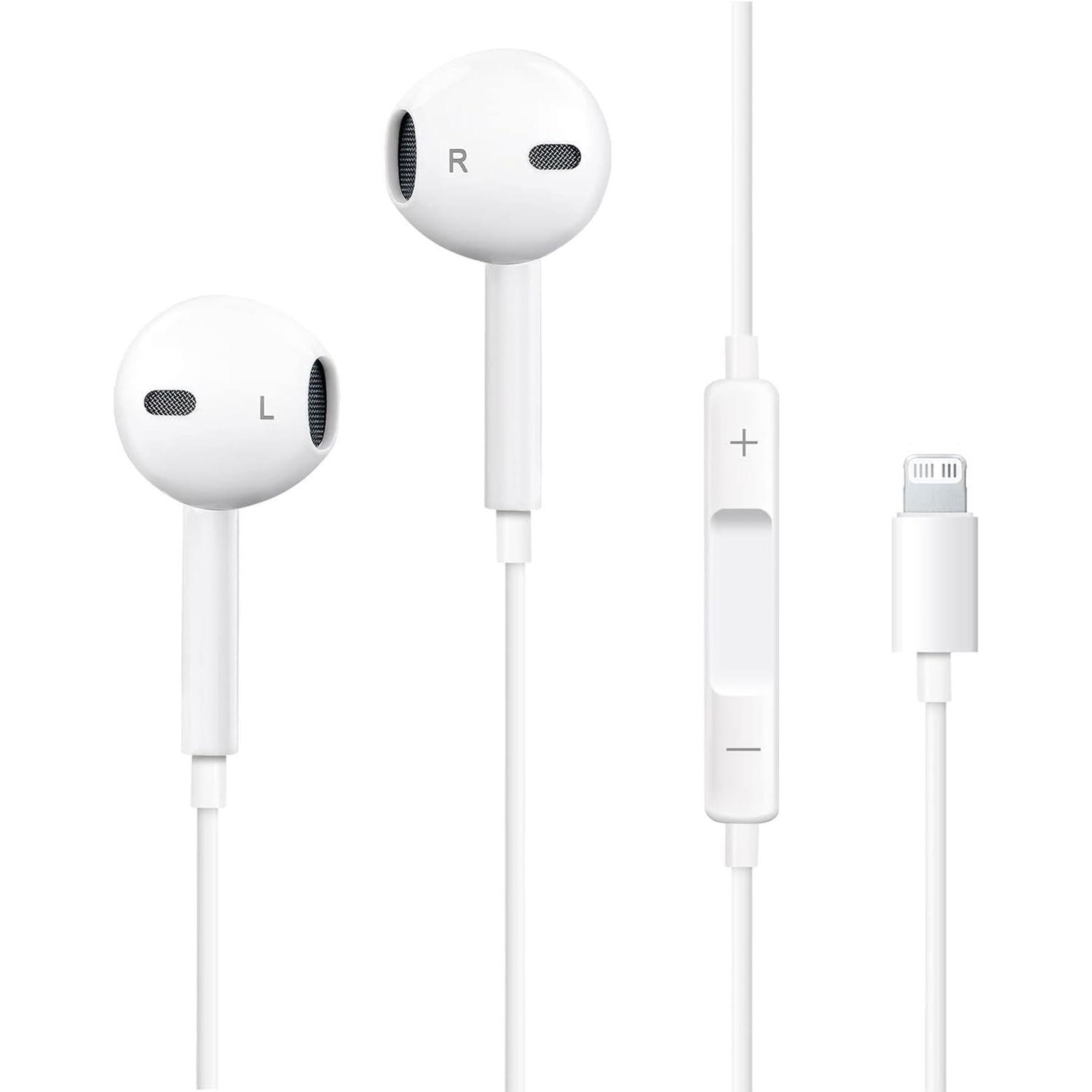 Lightning In-ear Earphones Applicable iPhone14/13/12/11/7/8 Plus XS,with Lightning Connector, Wired Ear Buds for iPhone with Built-in Remote to Control Music, Phone Calls, and Volume