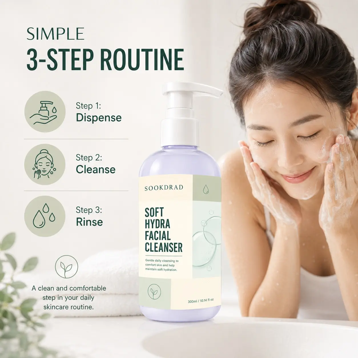 facial cleanser, soft hydrating, gentle daily cleansing, comfort skin, maintain soft hydration, facial use, 300ml/10.14 fl oz
