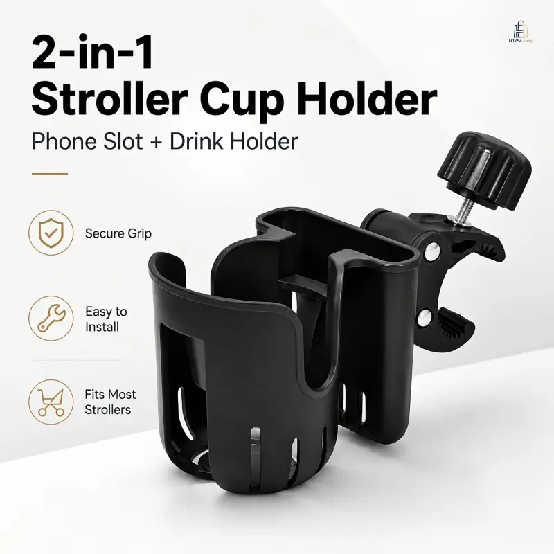 2 in 1 Cup Holder with Phone Mount, Walker Accessory Drink Holder, Universal Mount for Walker Wheelchair Scooter Bike Golf Cart, Practical Gift for Seniors Parents New Moms Holiday