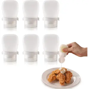 6 Pack Silicone Condiment Squeeze Bottles Small Salad Dressing Bottles to Go Travel Salad Dressing Containers for Lunch Box 30ml/1 oz Travel Sauce Bottle with Labels
