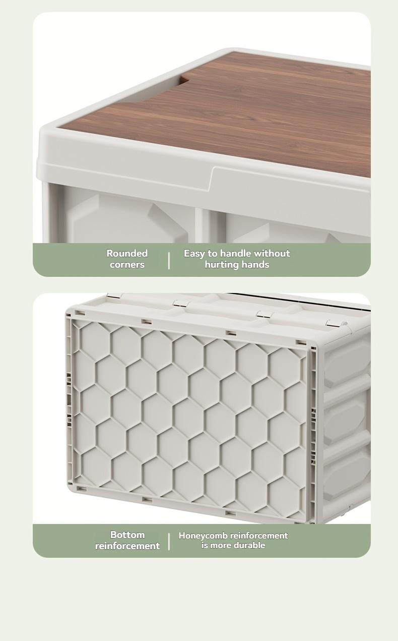 Outdoor Multifunctional Storage Box with Wooden Lid, Large-capacity Organizer, Portable Picnic and Camping Box, Stackable Storage Box, Holiday Gifts Suitable for People.