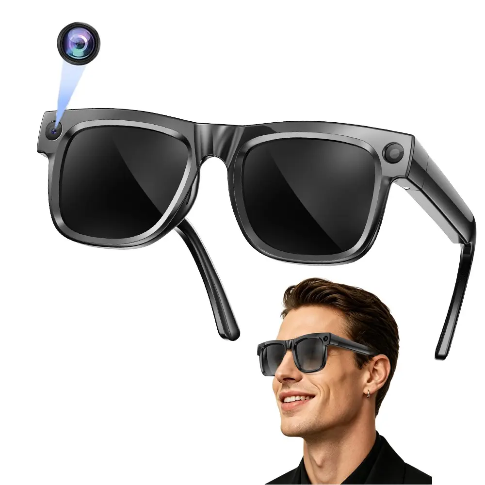 Smart Glasses with Camera, 4GB Memory Build-in(No TF Card Need), 8MP Camera, Hands-free Video Recording, 290Mah Battery,AI Multi Languages Translation ,Bluetooth Calling ,HiFi Audio, Music Control, Multifunctional Smart Glasses