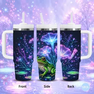 Fantasy Frog Vacuum Flasks 40oz Stainless Steel Vacuum Insulated Tumbler with Handle & Straw | Long-Lasting Cold & Heat Retention, Leak-Resistant | For Iced Coffee, Water, Office, Gym & Travel