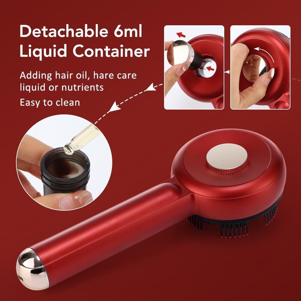 Red Electric Hair Scalp Massager, 1 Box 3 Modes Head Scratcher Shiatsu Massager, Hair Oil Applicator with Removable Essential Oil Storage, Hair Care Comb for Women & Men
