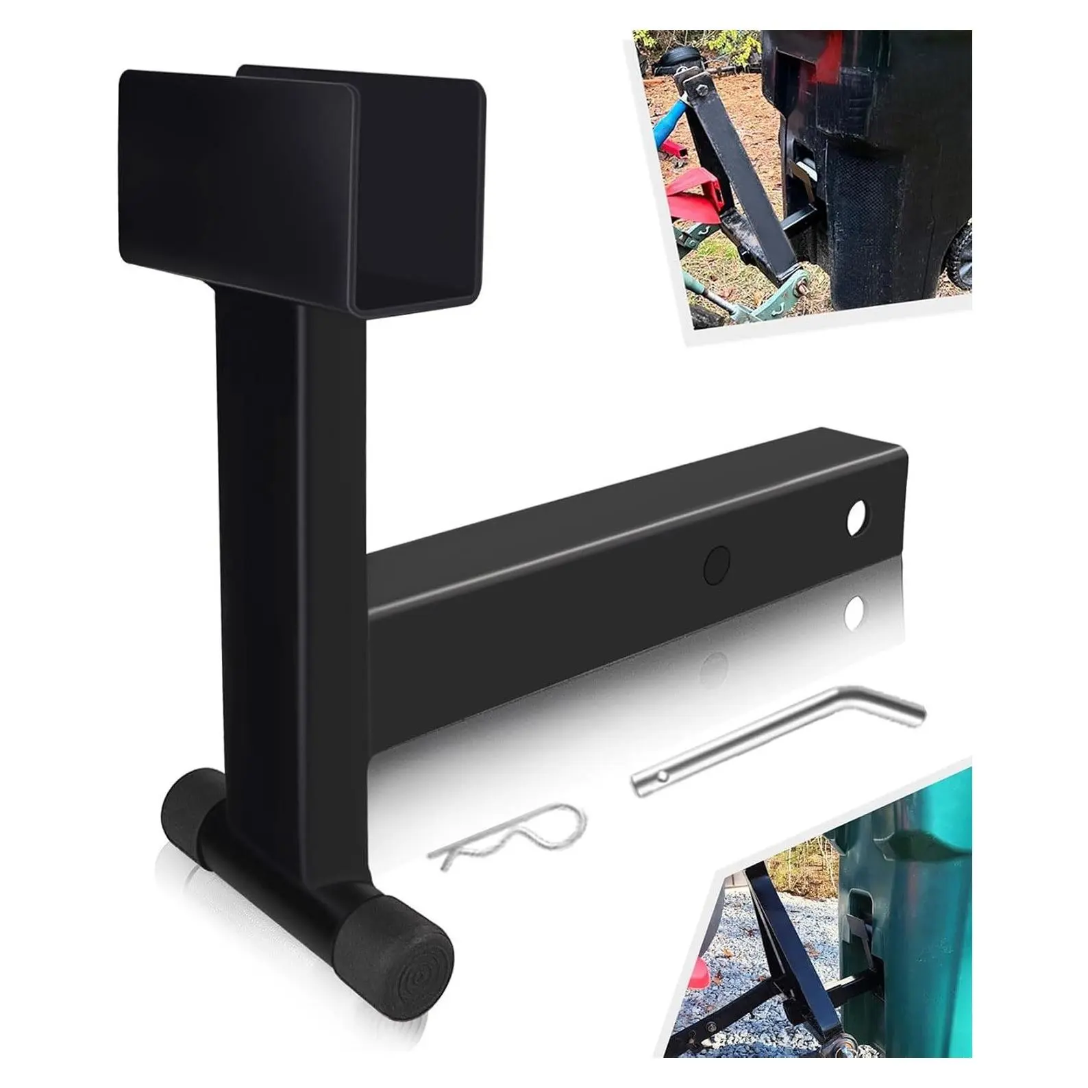 Trash Can Hauler Grabber with 2 Inch Hitch Receiver, Garbage Hauling Towing Attachment for Lawn Mower Garden Tractors, 3-Point HitchGift