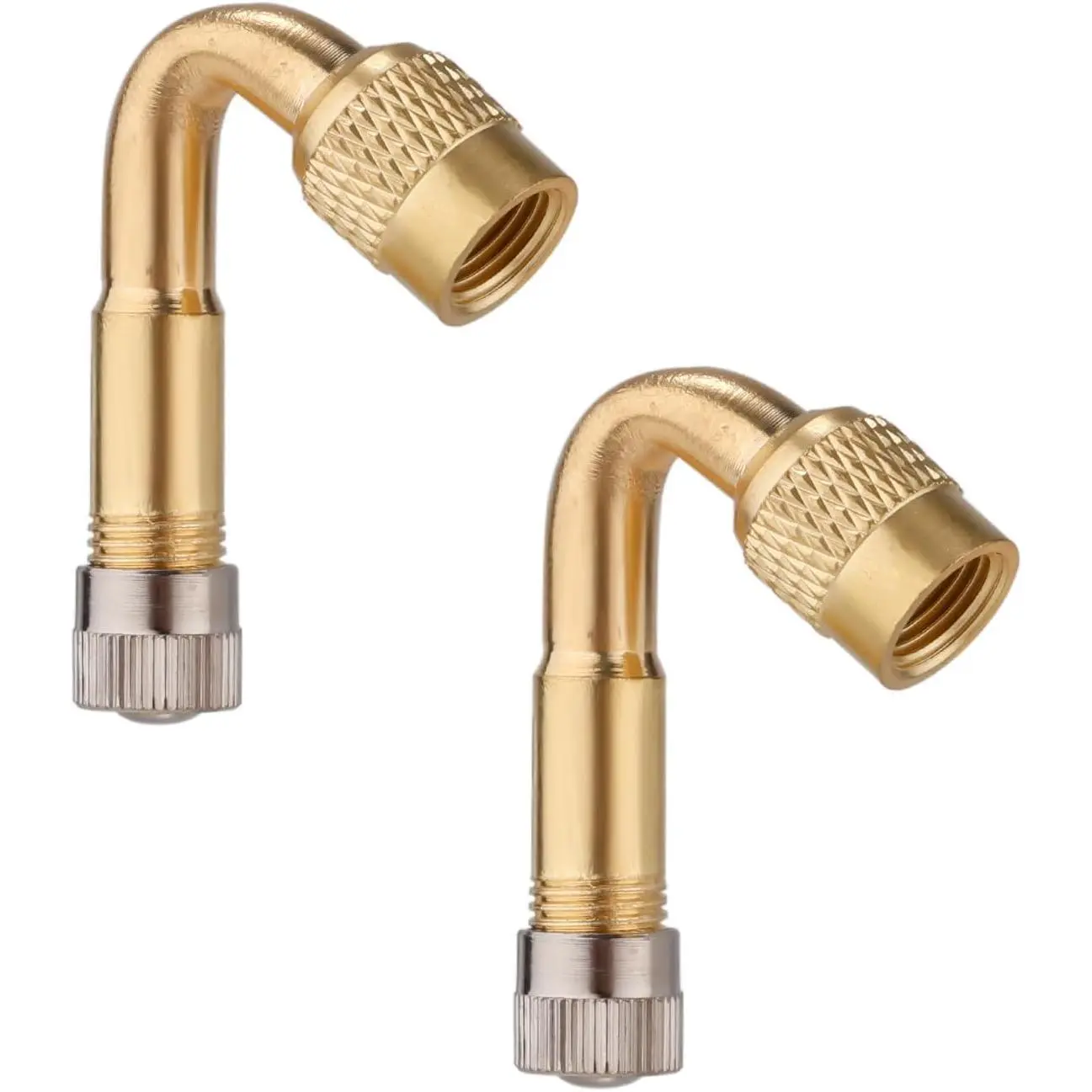 6pcs Tire Valve Extension, 45 Degree Tyre Inflator Valve Extension Adaptor Brass Tire Valve Stem Extenders Valve Stem Adapter for Cars Motorcycles Bicycles RV
