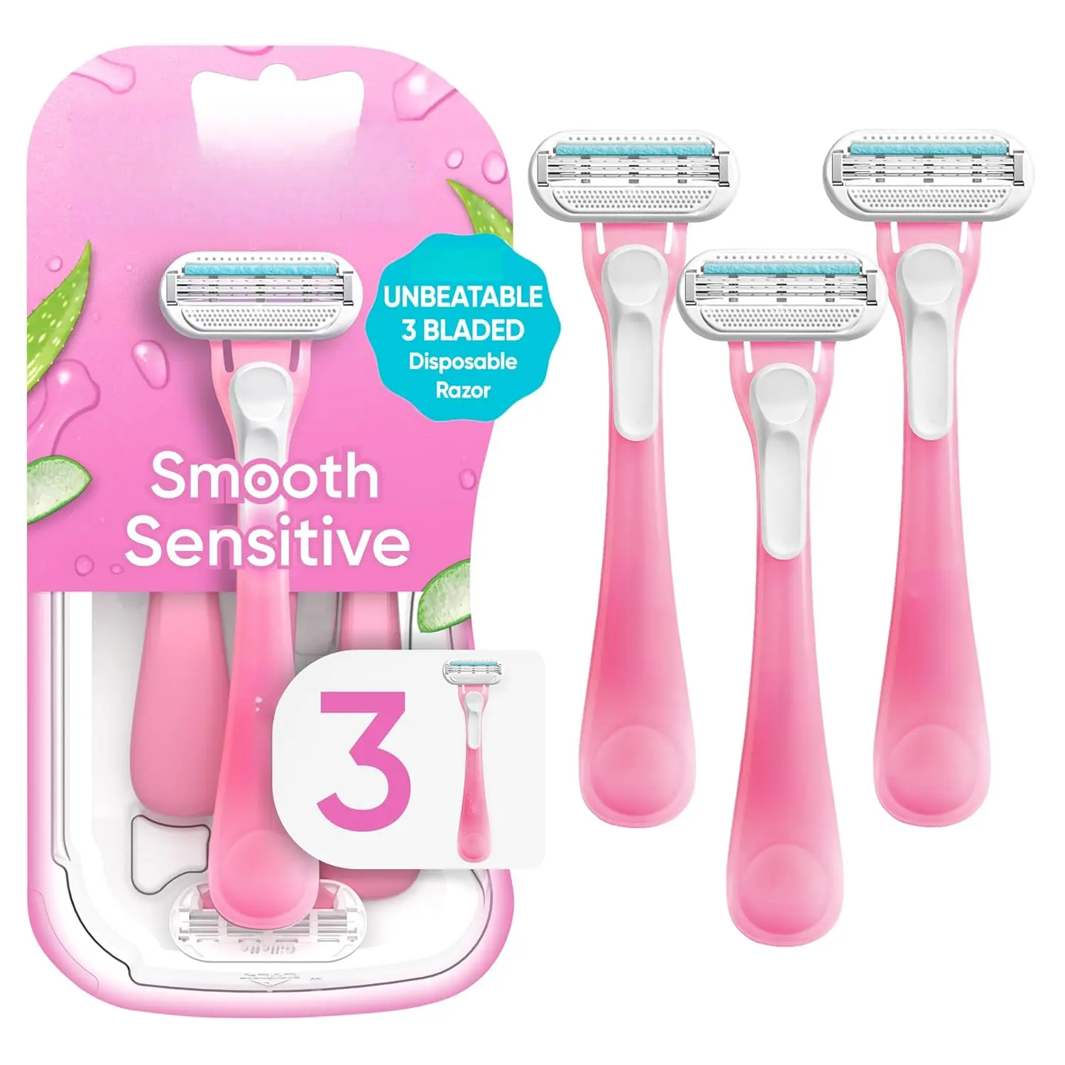 Sensitive Women's Disposable Razors - Single Package of 3 Razors Sensitive Women's Disposable Razors - Single Package of 3 Razors