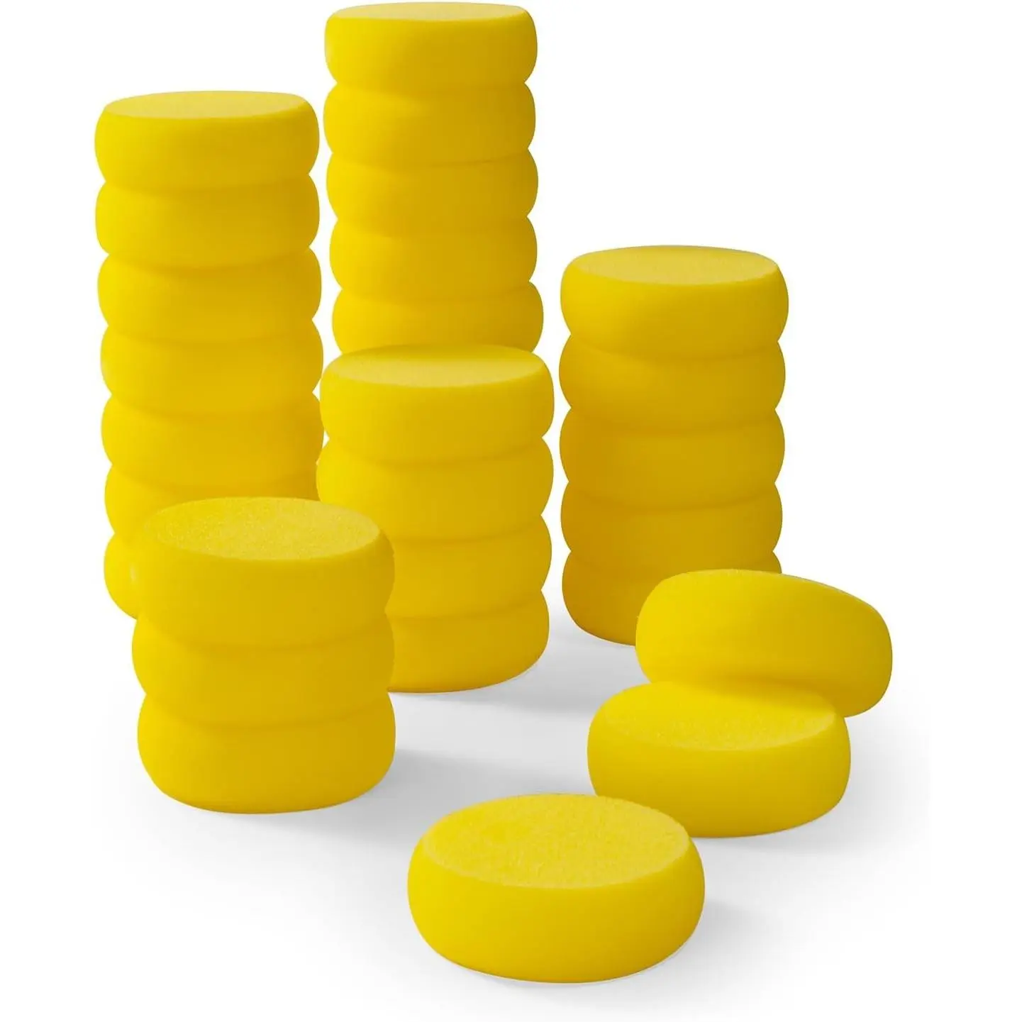 30 Pack Small Painting Sponges, 2.9 Inch Pottery Sponges | Paint Sponges for Acrylic Painting, Crafts, Ceramics, Household Use and More - Yellow Round Sponges