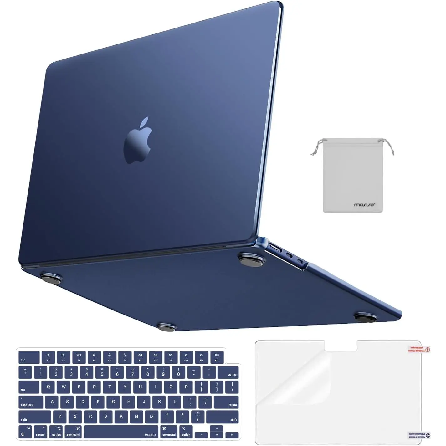 Compatible with MacBook Air 13 inch Case M5 M4 M3 M2 2026-2022| 4 in 1 Kit Matte Hard Shell for MacBook Air 13.6 Case, Anti-Fingerprints&Ultra-Thin, A3449 A3240 A3113 A2681, Midnight Clear