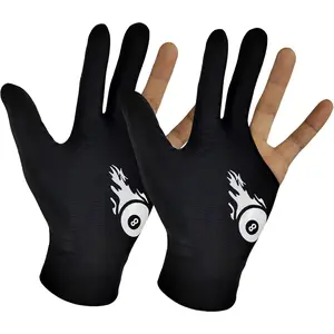 Billiards Gloves 2 count of Special Professional Three-Finger Non-Slip Snooker Level Billiard Gloves (Black, Small)