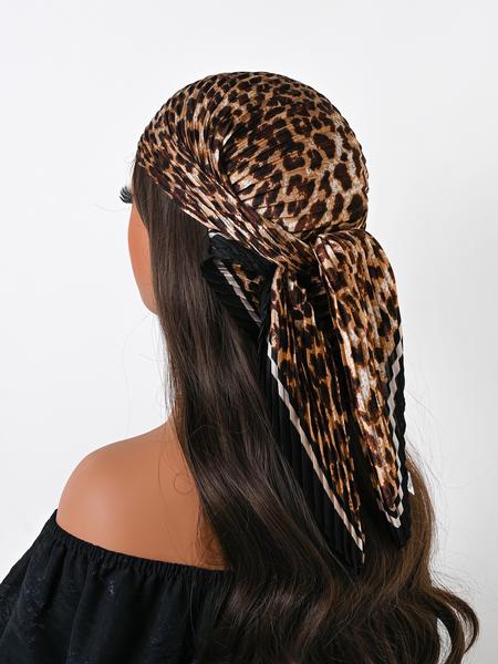 Women's Fashion Boho Silk Scarf, Autumn/spring Accessory, Wrinkled Floral Print, Faux Silk Square Scarf, Perfect for Shirts & Headbands