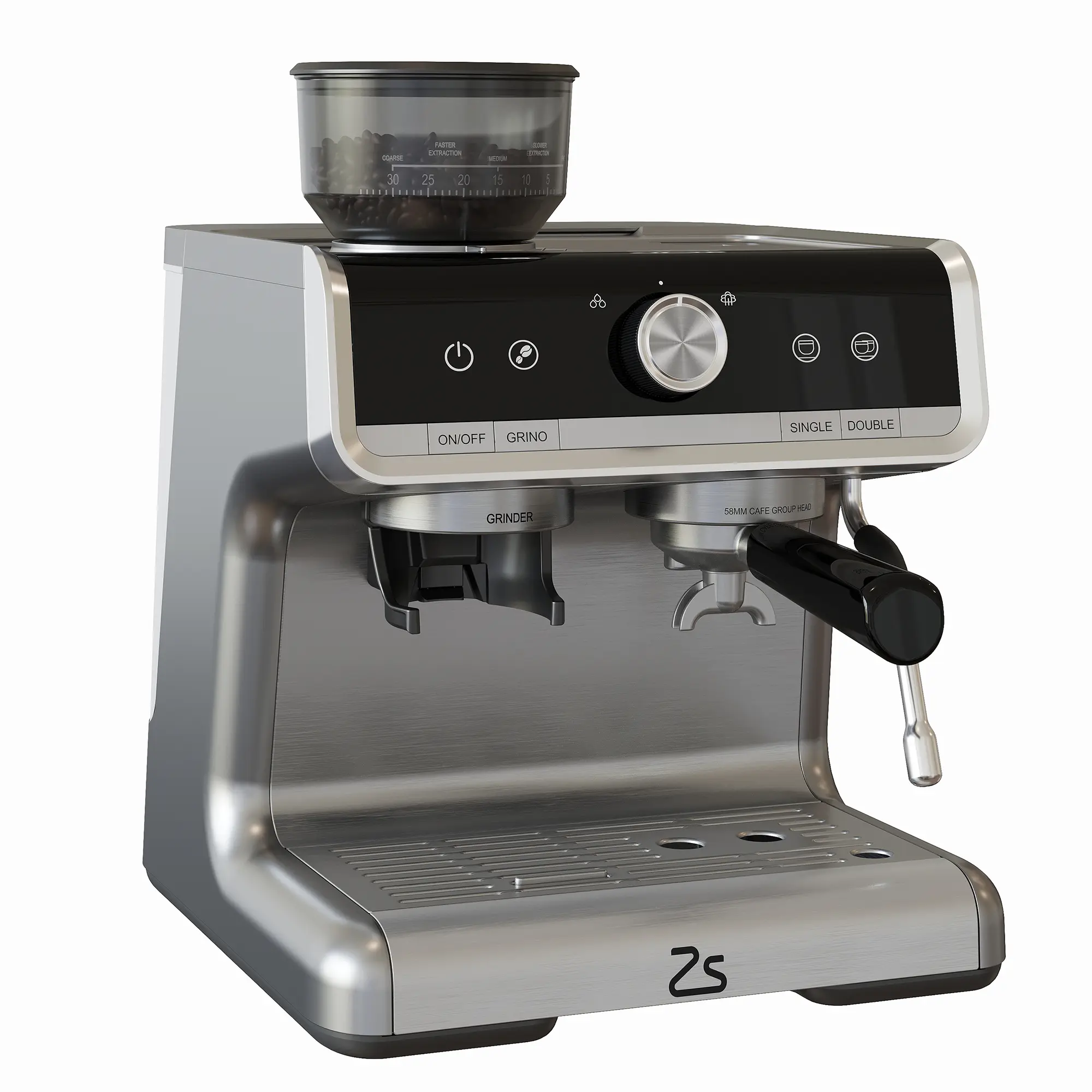 Stainless Steel Single Unit Espresso Machine with Grinder, Milk Frother, 20-Bar Pressure, PID Control, 95oz Detachable Water Tank – Home Coffee Maker for Latte, Cappuccino