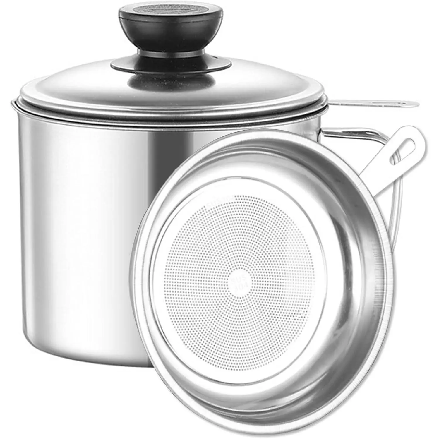 Stainless Steel Oil Filter Household Cooking Oil Storage Can with Fine Mesh Lid Cooking Oil  Separator for Storing Frying Cooking