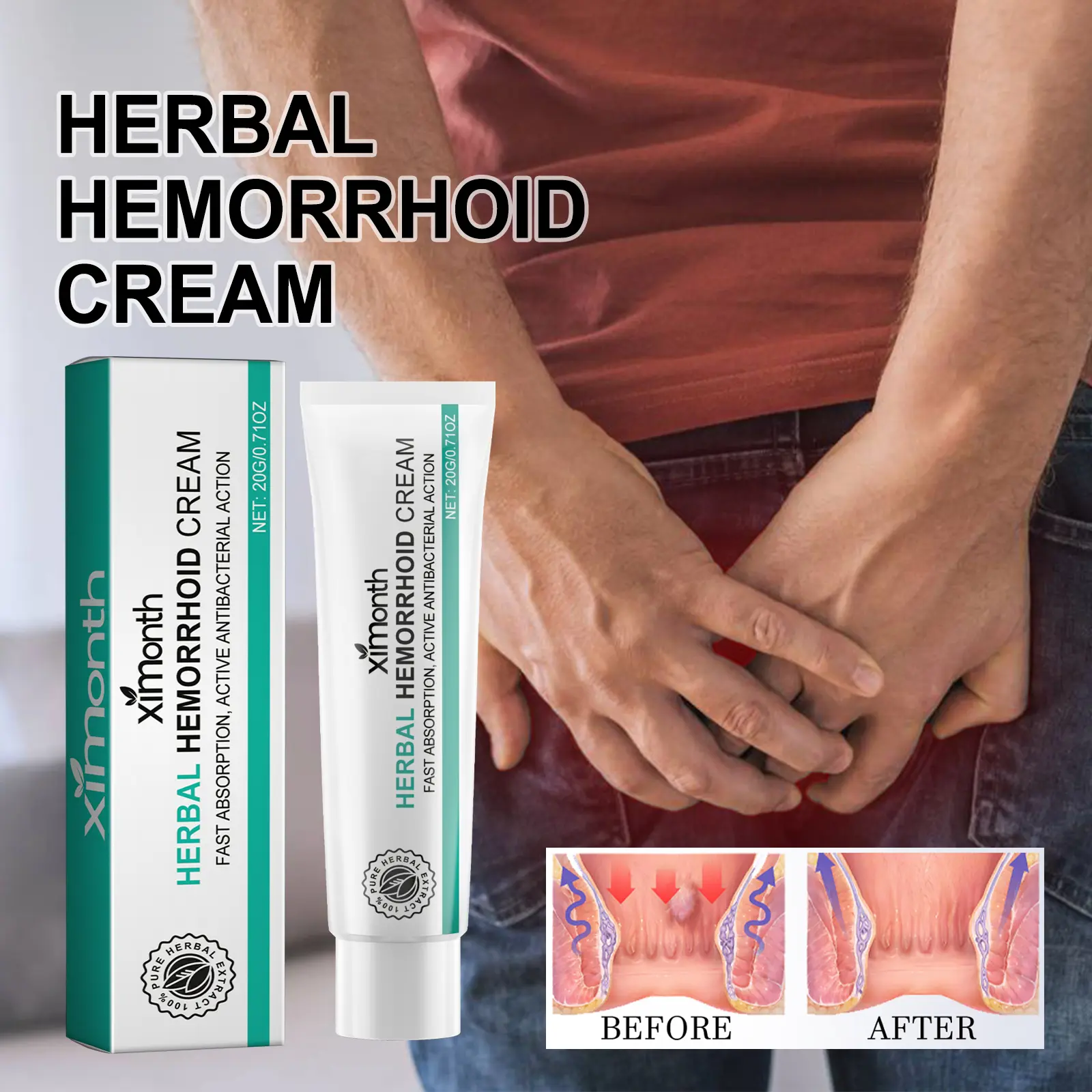 Herbal Gentle Perianal Skin Moisturizing Cream, Relieve Dry & Itchy Skin, Refreshing Hydrating Intimate Area Care Ointment 20g daily sensitive skin care