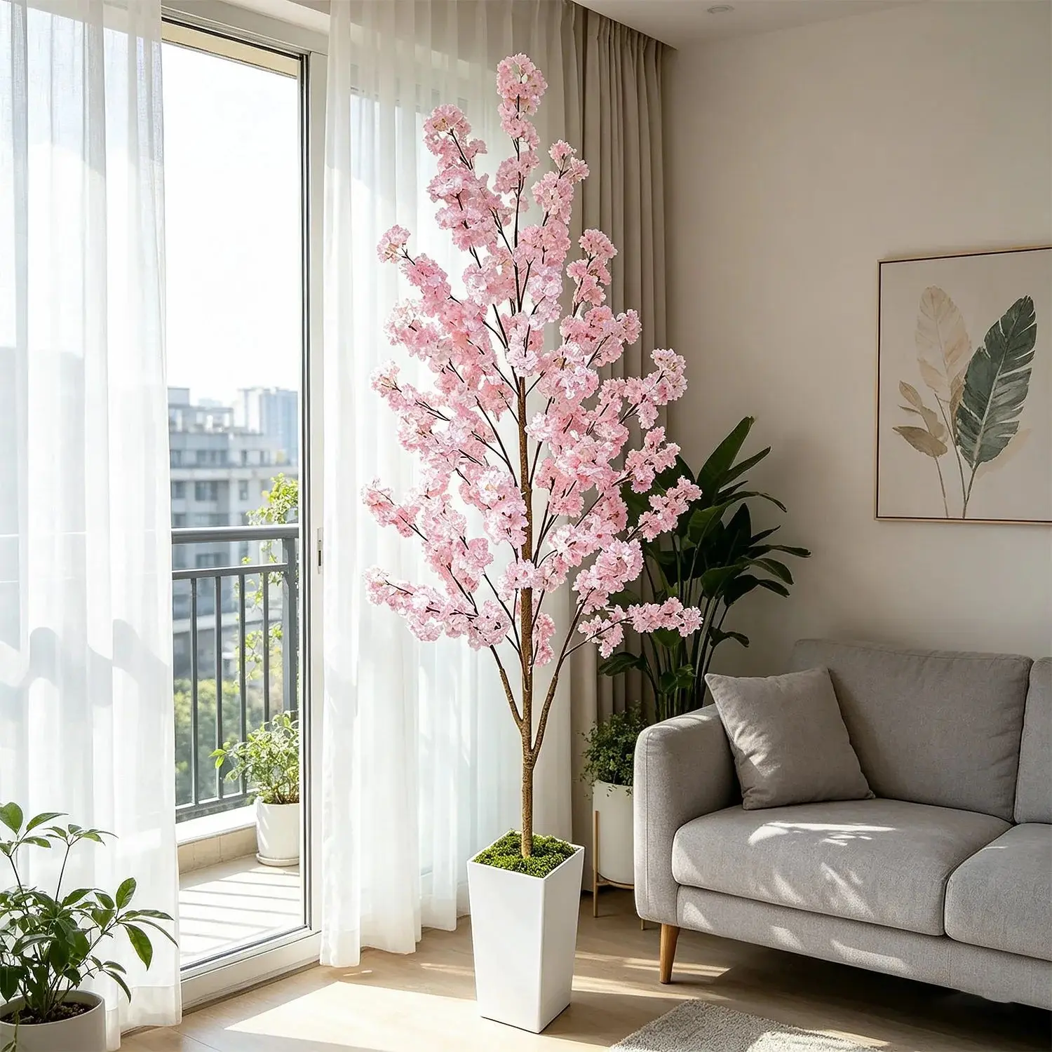 3.4ft-7.2ft Artificial Cherry Sakura Tree, Faux Flower Tree for Wedding Home Decor, Indoor Outdoor Use, Durable and Stylish