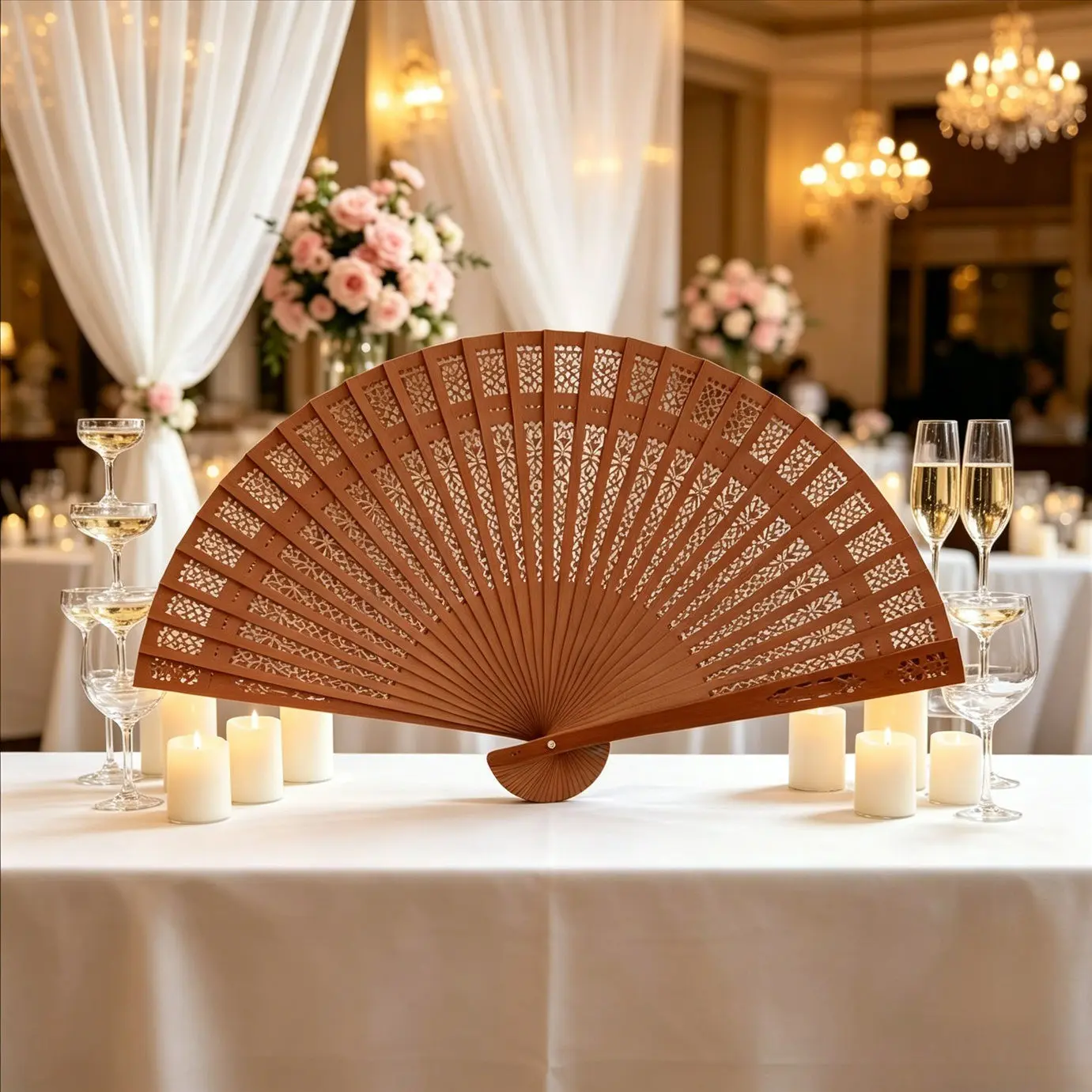 Natural Wood Fan, Handheld Folding Wooden Fan, Home Decor Fan, Decoration Items, Large Size, Ideal for Living Room, Bedroom, Outdoor Use