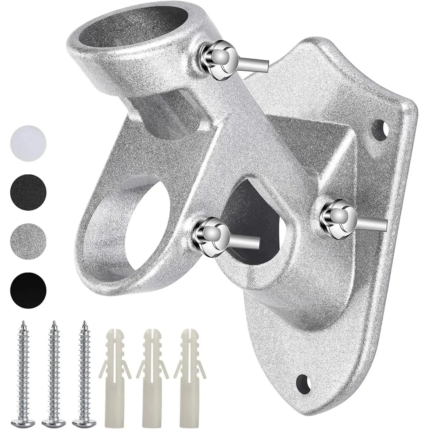 Flag Pole Holder for Outside House, Heavy Duty Flag Pole Mounting Bracket, Aluminum Metal Flagpole Mount with Stainless Hardware for Outdoor, Strong and Rust Proof, 1" Inner Diameter (Silver-1Pack)
