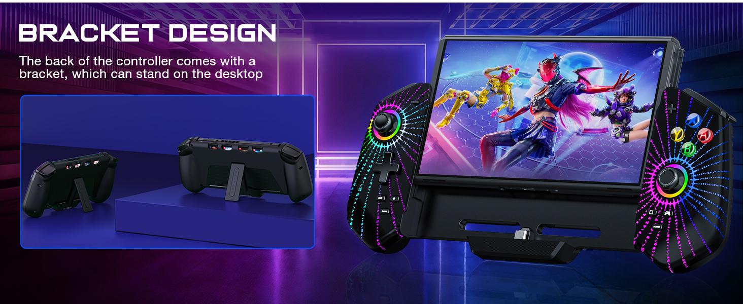 Pro Controller for Switch/OLED,One-Piece Switch Joycon Grip with Hall Effect Joystick,Switch Controller for Handheld with Turbo/Programmable/6-Axis/Vibration/4 Games Card Slot