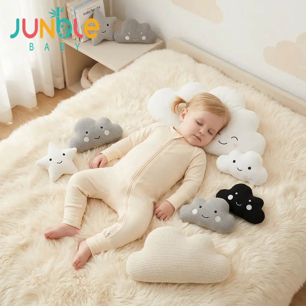 Junblebaby 0-3Y Baby Bamboo Fiber Girl Long-Sleeved Zipper romper, Solid   color   Creamy yellow Baby Romper,   childrens   clothes   Bamboo Fiber Long Sleeve 2-Way Zipper Footed Onesie, Plain Basic Sleep Play Pajamas for Baby Girls 0-3T, mitten cuff foot