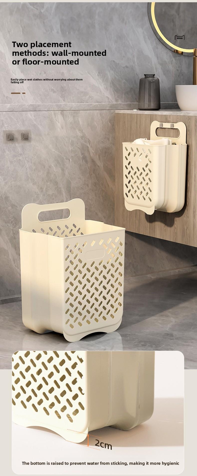 Wall-mounted foldable dirty laundry basket, household portable toilet storage basket, bathroom laundry storage basket, dirty clothes hamper Wall-mounted foldable dirty laundry basket, household portable toilet storage basket, bathroom laundry storage basket, dirty clothes hamper