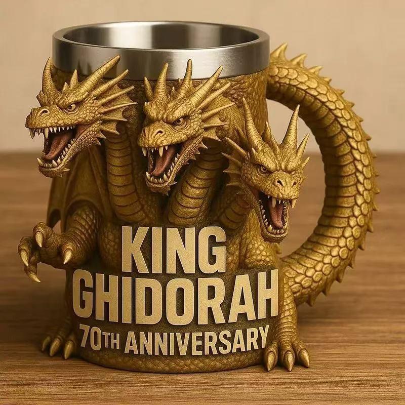 Godzilla 70th Anniversary 3D Resin Mug - Commemorative Cup, Decorative Tumbler, Heat-Resistant, Reusable & Washable Drinkware for Coffee