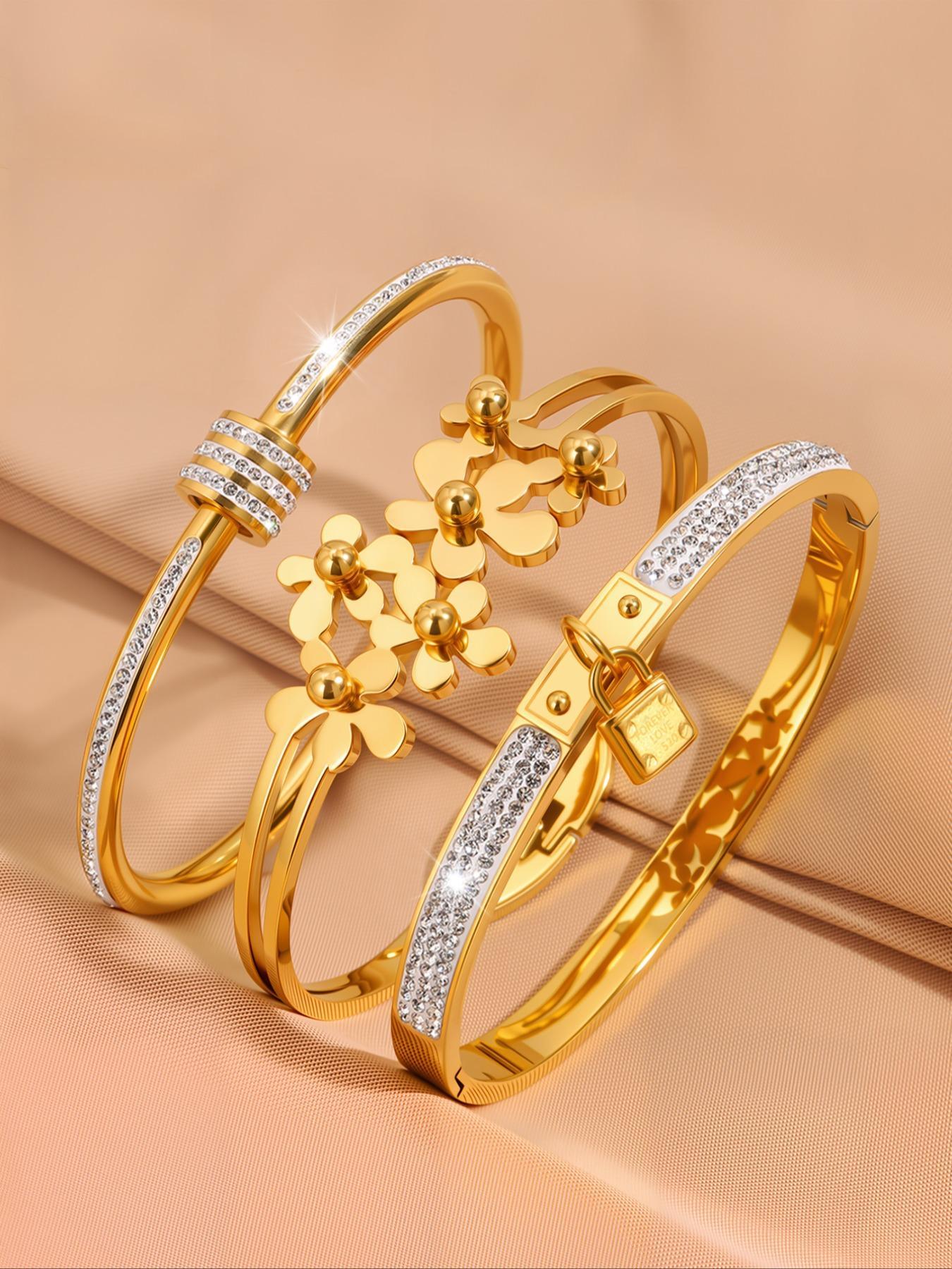 Elegant Luxury Bracelet Set, Stainless Steel Jewelry for Women & Men, Trendy All-match & Exquisite Jewelry for Birthday Gift