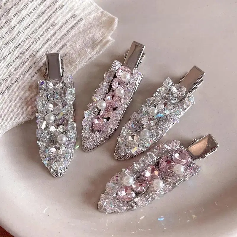 Fashion Crystal Seamless Hairpin Versatile Duckbill Clip Light Luxury Temperament Side Side Clip Bangs Clip Broken Hair Clip