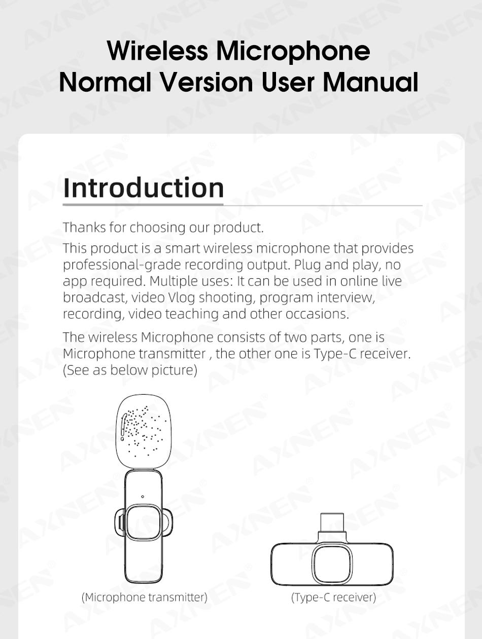 Type C Wireless Lavalier Microphone.for Ios Mic Studio Karaoke Interview Sound Recording Microphone for  Wireless  Lavalier Mic Microphone Accessories