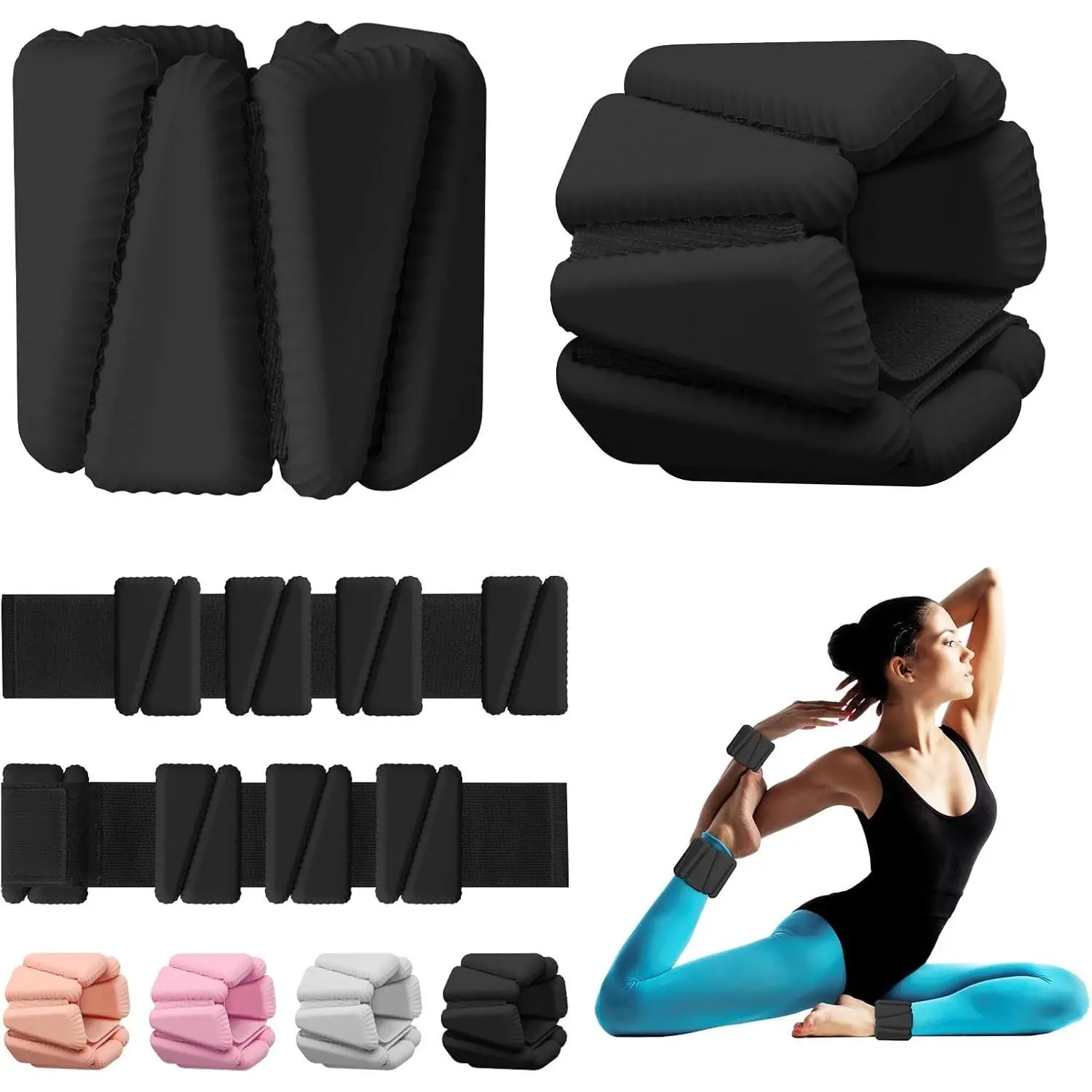 Wrist Weights, Adjustable Wrist Ankle Weights for Women, Wearable Arm & Leg Weights Set of 2(1 lb Each), Weighted Bangles for Walking, Yoga, Dance, Barre, Gym